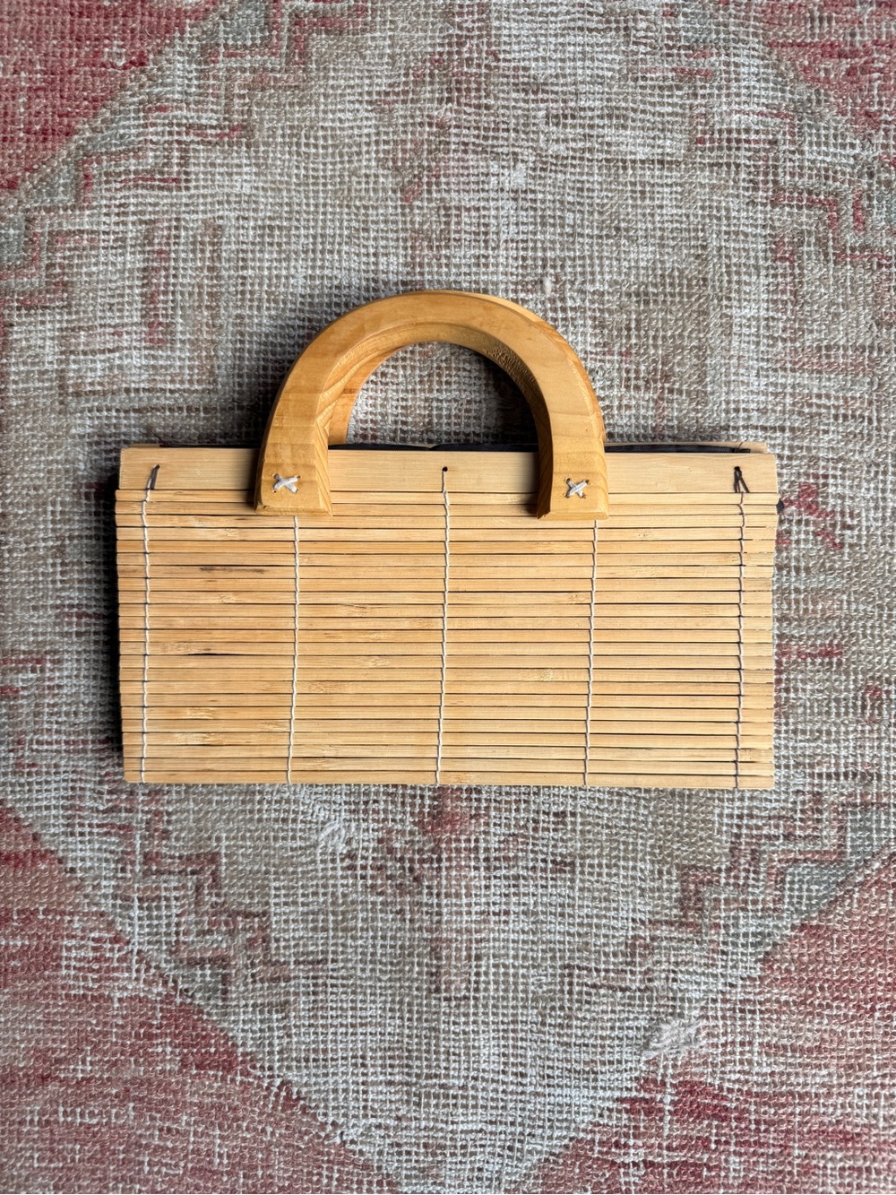 Bamboo Handle Natural Tan Clutch